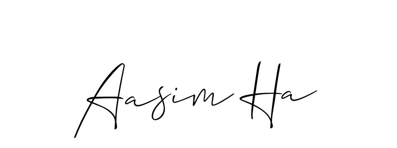 The best way (Allison_Script) to make a short signature is to pick only two or three words in your name. The name Aasim Ha include a total of six letters. For converting this name. Aasim Ha signature style 2 images and pictures png