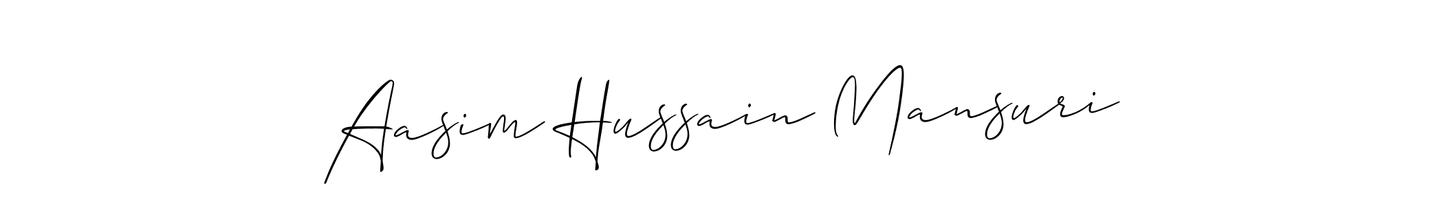 How to make Aasim Hussain Mansuri name signature. Use Allison_Script style for creating short signs online. This is the latest handwritten sign. Aasim Hussain Mansuri signature style 2 images and pictures png