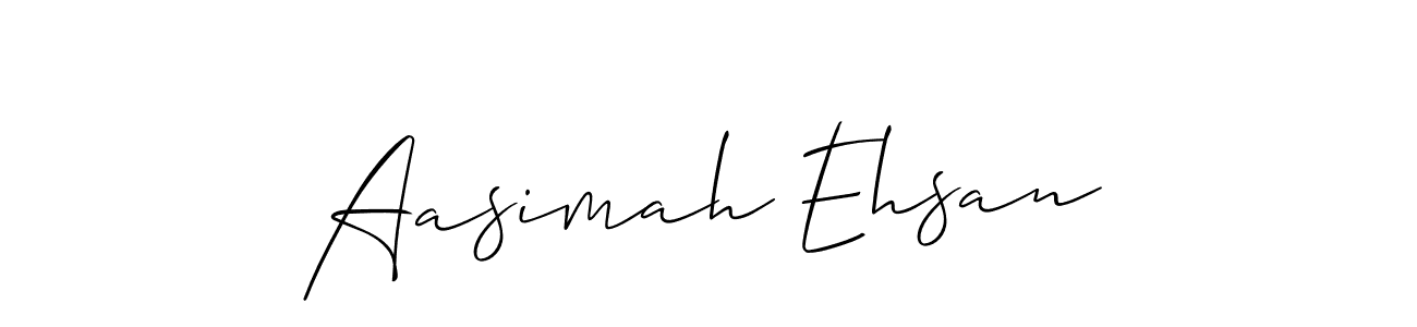 Also You can easily find your signature by using the search form. We will create Aasimah Ehsan name handwritten signature images for you free of cost using Allison_Script sign style. Aasimah Ehsan signature style 2 images and pictures png
