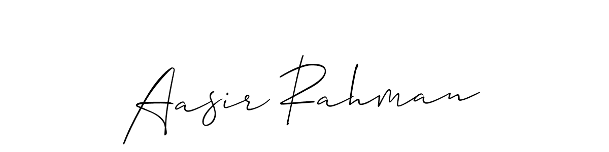 Design your own signature with our free online signature maker. With this signature software, you can create a handwritten (Allison_Script) signature for name Aasir Rahman. Aasir Rahman signature style 2 images and pictures png