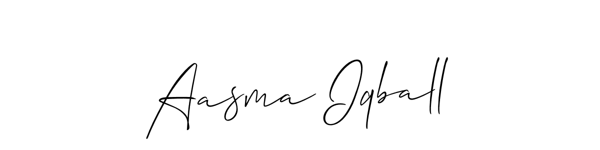 Also we have Aasma Iqball name is the best signature style. Create professional handwritten signature collection using Allison_Script autograph style. Aasma Iqball signature style 2 images and pictures png