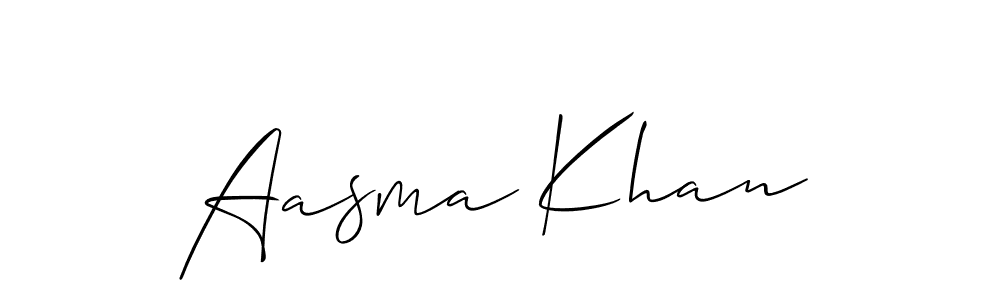 Make a beautiful signature design for name Aasma Khan. With this signature (Allison_Script) style, you can create a handwritten signature for free. Aasma Khan signature style 2 images and pictures png