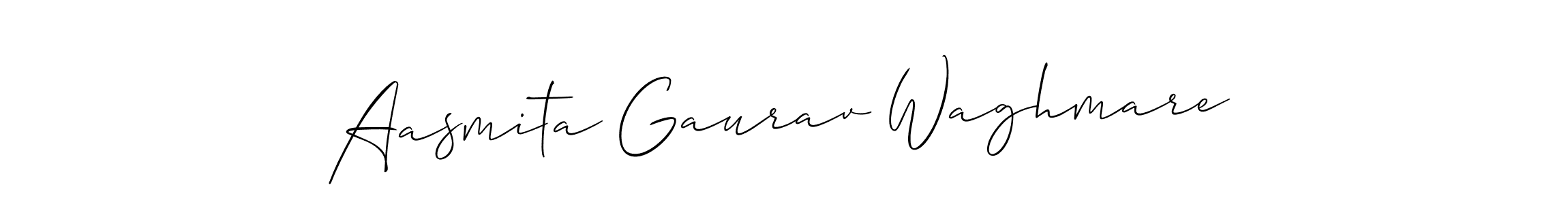 How to make Aasmita Gaurav Waghmare name signature. Use Allison_Script style for creating short signs online. This is the latest handwritten sign. Aasmita Gaurav Waghmare signature style 2 images and pictures png