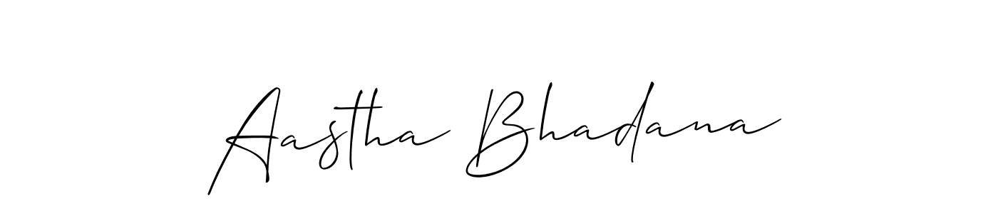 Also You can easily find your signature by using the search form. We will create Aastha Bhadana name handwritten signature images for you free of cost using Allison_Script sign style. Aastha Bhadana signature style 2 images and pictures png