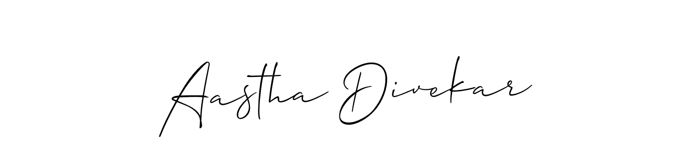 The best way (Allison_Script) to make a short signature is to pick only two or three words in your name. The name Aastha Divekar include a total of six letters. For converting this name. Aastha Divekar signature style 2 images and pictures png