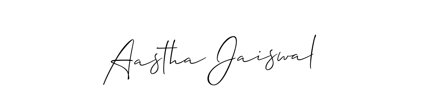 It looks lik you need a new signature style for name Aastha Jaiswal. Design unique handwritten (Allison_Script) signature with our free signature maker in just a few clicks. Aastha Jaiswal signature style 2 images and pictures png