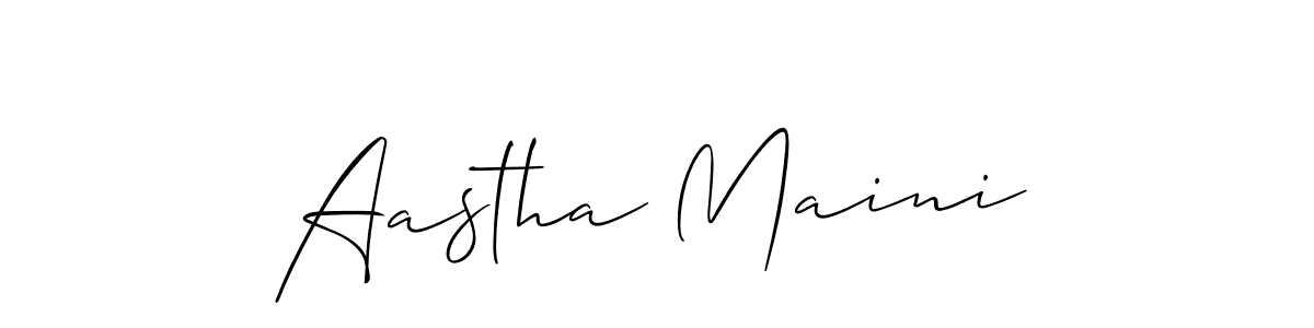 Use a signature maker to create a handwritten signature online. With this signature software, you can design (Allison_Script) your own signature for name Aastha Maini. Aastha Maini signature style 2 images and pictures png