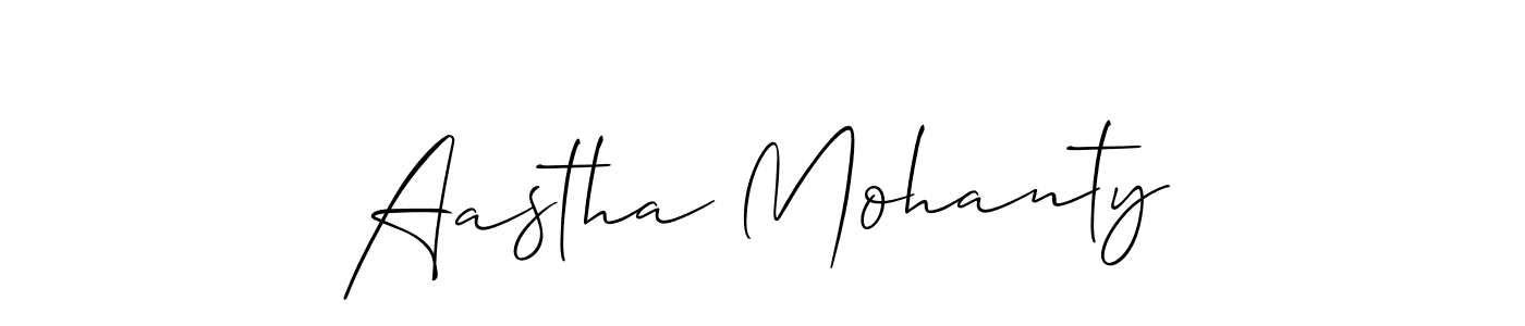 Use a signature maker to create a handwritten signature online. With this signature software, you can design (Allison_Script) your own signature for name Aastha Mohanty. Aastha Mohanty signature style 2 images and pictures png