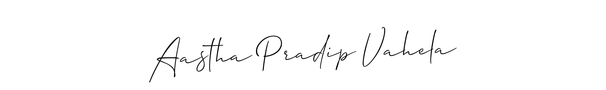 Also we have Aastha Pradip Vahela name is the best signature style. Create professional handwritten signature collection using Allison_Script autograph style. Aastha Pradip Vahela signature style 2 images and pictures png