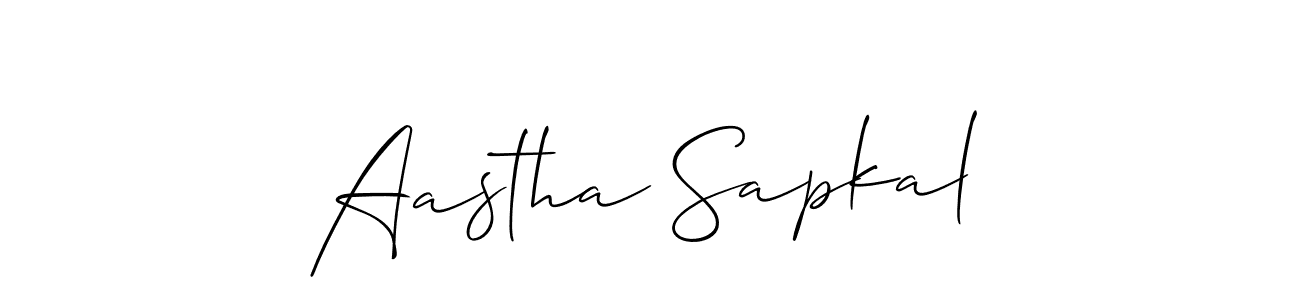 It looks lik you need a new signature style for name Aastha Sapkal. Design unique handwritten (Allison_Script) signature with our free signature maker in just a few clicks. Aastha Sapkal signature style 2 images and pictures png
