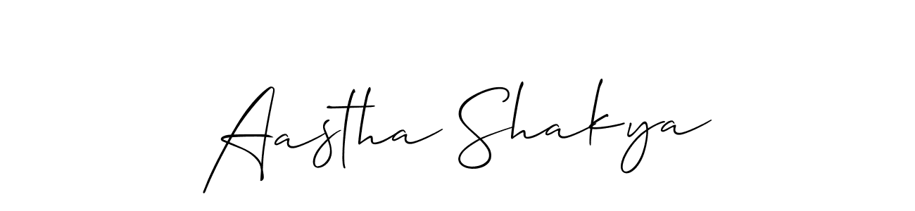 Allison_Script is a professional signature style that is perfect for those who want to add a touch of class to their signature. It is also a great choice for those who want to make their signature more unique. Get Aastha Shakya name to fancy signature for free. Aastha Shakya signature style 2 images and pictures png