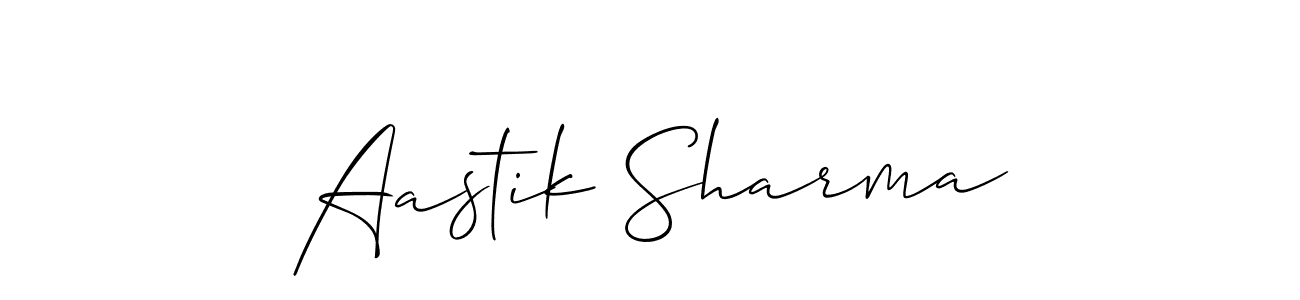 Use a signature maker to create a handwritten signature online. With this signature software, you can design (Allison_Script) your own signature for name Aastik Sharma. Aastik Sharma signature style 2 images and pictures png