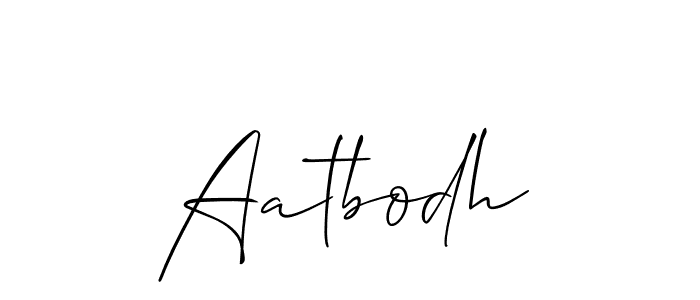 Also You can easily find your signature by using the search form. We will create Aatbodh name handwritten signature images for you free of cost using Allison_Script sign style. Aatbodh signature style 2 images and pictures png