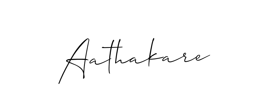 Design your own signature with our free online signature maker. With this signature software, you can create a handwritten (Allison_Script) signature for name Aathakare. Aathakare signature style 2 images and pictures png