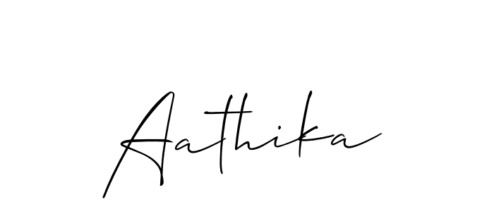 Use a signature maker to create a handwritten signature online. With this signature software, you can design (Allison_Script) your own signature for name Aathika. Aathika signature style 2 images and pictures png