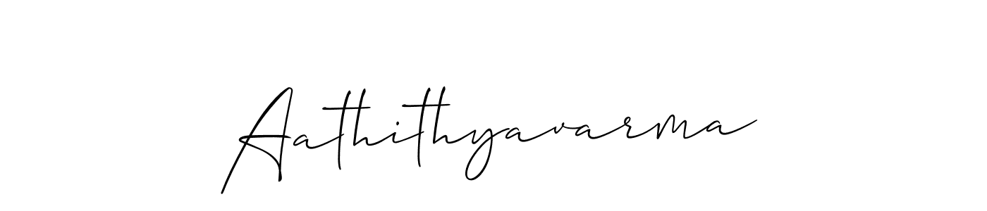 How to make Aathithyavarma signature? Allison_Script is a professional autograph style. Create handwritten signature for Aathithyavarma name. Aathithyavarma signature style 2 images and pictures png