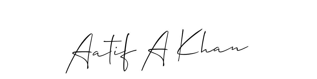 Also You can easily find your signature by using the search form. We will create Aatif A Khan name handwritten signature images for you free of cost using Allison_Script sign style. Aatif A Khan signature style 2 images and pictures png