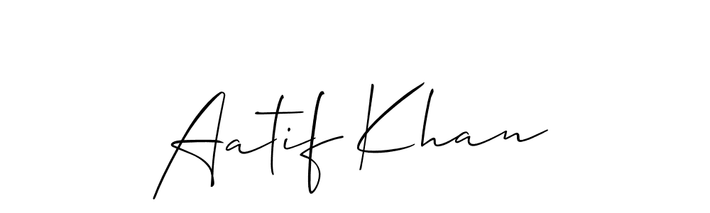 Make a beautiful signature design for name Aatif Khan. With this signature (Allison_Script) style, you can create a handwritten signature for free. Aatif Khan signature style 2 images and pictures png