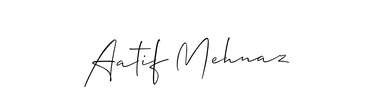 Allison_Script is a professional signature style that is perfect for those who want to add a touch of class to their signature. It is also a great choice for those who want to make their signature more unique. Get Aatif Mehnaz name to fancy signature for free. Aatif Mehnaz signature style 2 images and pictures png