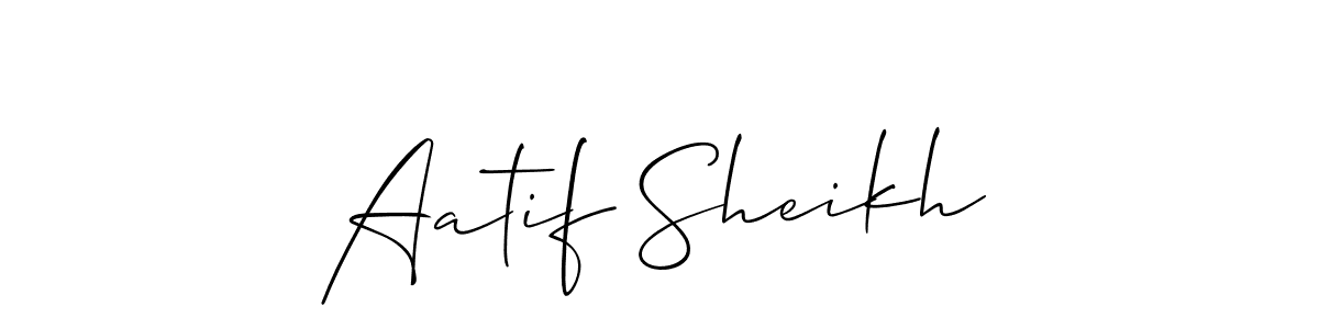 The best way (Allison_Script) to make a short signature is to pick only two or three words in your name. The name Aatif Sheikh include a total of six letters. For converting this name. Aatif Sheikh signature style 2 images and pictures png