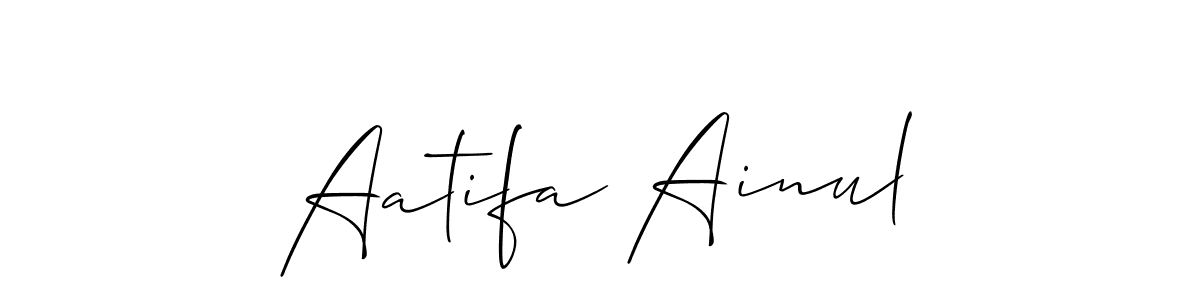 How to Draw Aatifa Ainul signature style? Allison_Script is a latest design signature styles for name Aatifa Ainul. Aatifa Ainul signature style 2 images and pictures png