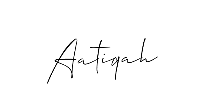 Also You can easily find your signature by using the search form. We will create Aatiqah name handwritten signature images for you free of cost using Allison_Script sign style. Aatiqah signature style 2 images and pictures png