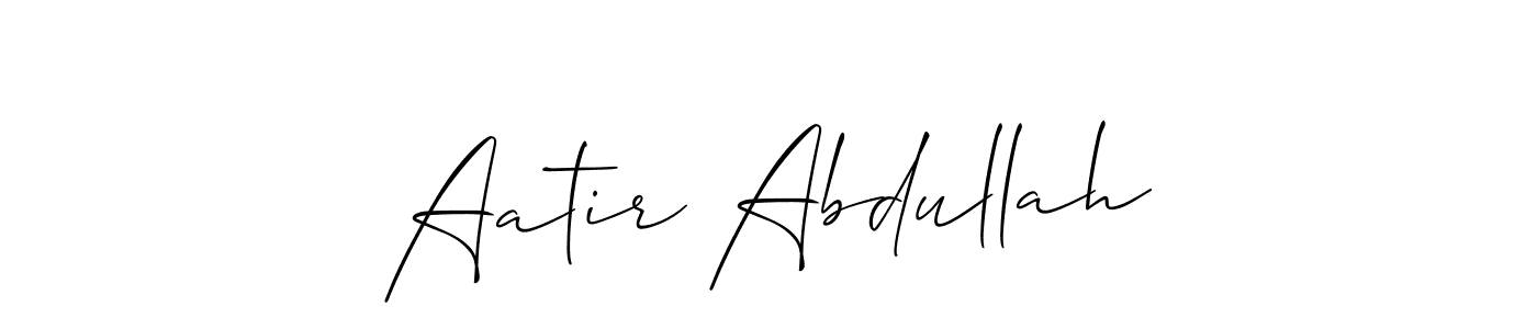 The best way (Allison_Script) to make a short signature is to pick only two or three words in your name. The name Aatir Abdullah include a total of six letters. For converting this name. Aatir Abdullah signature style 2 images and pictures png