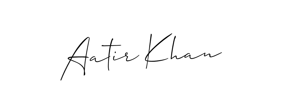 Allison_Script is a professional signature style that is perfect for those who want to add a touch of class to their signature. It is also a great choice for those who want to make their signature more unique. Get Aatir Khan name to fancy signature for free. Aatir Khan signature style 2 images and pictures png