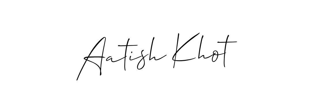 How to make Aatish Khot name signature. Use Allison_Script style for creating short signs online. This is the latest handwritten sign. Aatish Khot signature style 2 images and pictures png