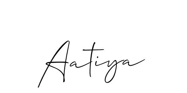 Design your own signature with our free online signature maker. With this signature software, you can create a handwritten (Allison_Script) signature for name Aatiya. Aatiya signature style 2 images and pictures png