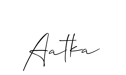 It looks lik you need a new signature style for name Aatka. Design unique handwritten (Allison_Script) signature with our free signature maker in just a few clicks. Aatka signature style 2 images and pictures png