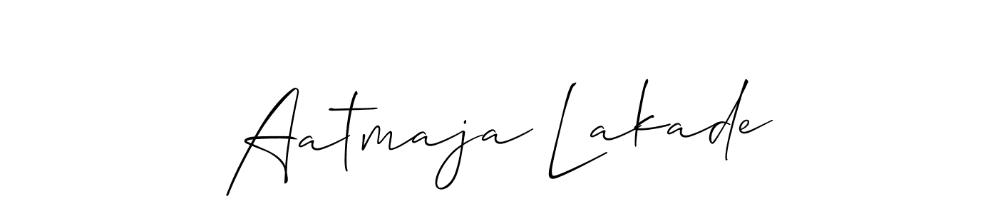 Similarly Allison_Script is the best handwritten signature design. Signature creator online .You can use it as an online autograph creator for name Aatmaja Lakade. Aatmaja Lakade signature style 2 images and pictures png