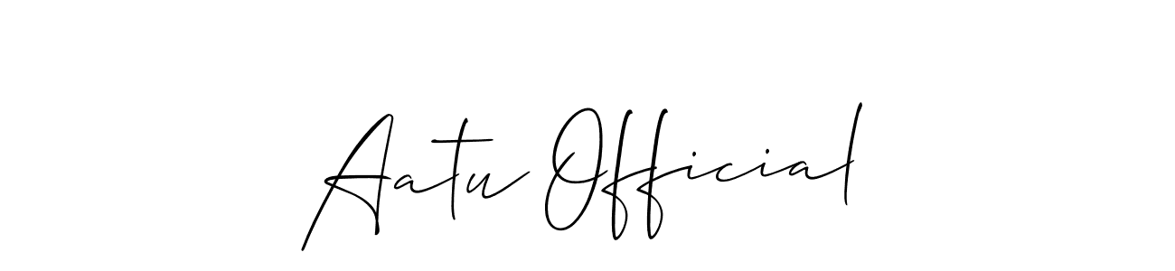 Create a beautiful signature design for name Aatu Official. With this signature (Allison_Script) fonts, you can make a handwritten signature for free. Aatu Official signature style 2 images and pictures png