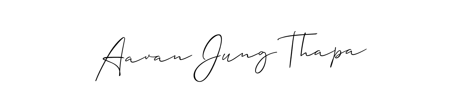 It looks lik you need a new signature style for name Aavan Jung Thapa. Design unique handwritten (Allison_Script) signature with our free signature maker in just a few clicks. Aavan Jung Thapa signature style 2 images and pictures png