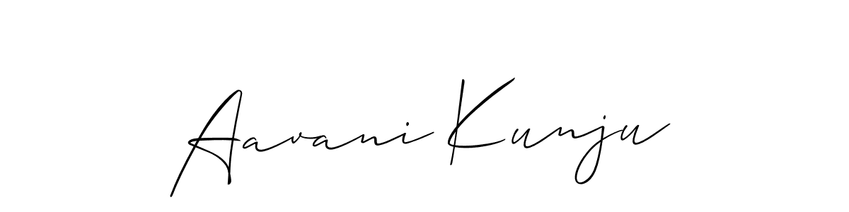 You should practise on your own different ways (Allison_Script) to write your name (Aavani Kunju) in signature. don't let someone else do it for you. Aavani Kunju signature style 2 images and pictures png