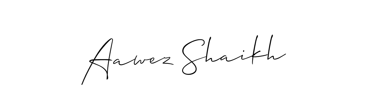 How to make Aawez Shaikh name signature. Use Allison_Script style for creating short signs online. This is the latest handwritten sign. Aawez Shaikh signature style 2 images and pictures png