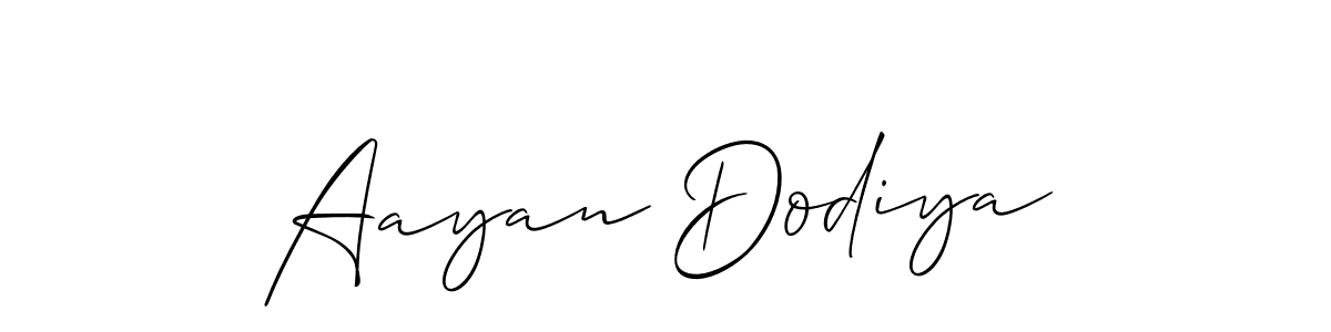 Make a beautiful signature design for name Aayan Dodiya. With this signature (Allison_Script) style, you can create a handwritten signature for free. Aayan Dodiya signature style 2 images and pictures png