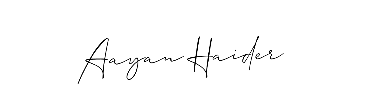 Use a signature maker to create a handwritten signature online. With this signature software, you can design (Allison_Script) your own signature for name Aayan Haider. Aayan Haider signature style 2 images and pictures png