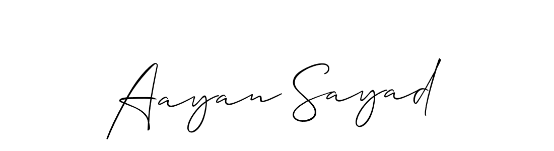 Allison_Script is a professional signature style that is perfect for those who want to add a touch of class to their signature. It is also a great choice for those who want to make their signature more unique. Get Aayan Sayad name to fancy signature for free. Aayan Sayad signature style 2 images and pictures png