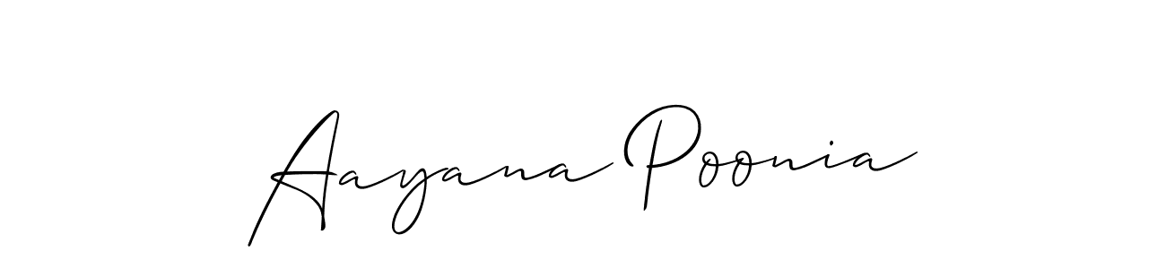 Make a beautiful signature design for name Aayana Poonia. With this signature (Allison_Script) style, you can create a handwritten signature for free. Aayana Poonia signature style 2 images and pictures png