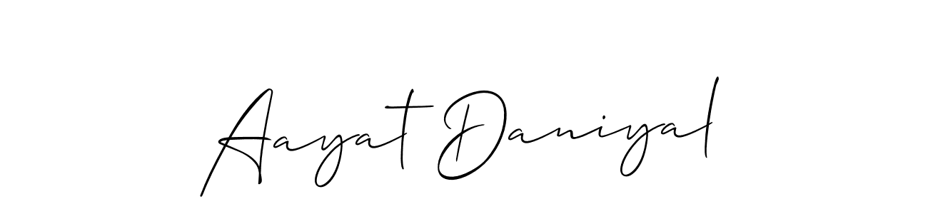 Aayat Daniyal stylish signature style. Best Handwritten Sign (Allison_Script) for my name. Handwritten Signature Collection Ideas for my name Aayat Daniyal. Aayat Daniyal signature style 2 images and pictures png