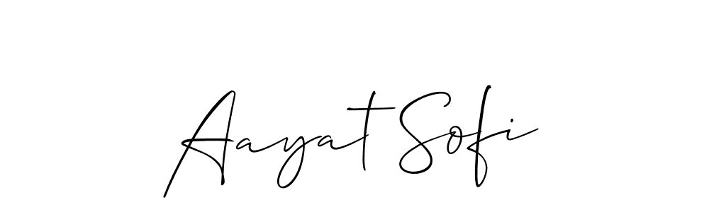 Also You can easily find your signature by using the search form. We will create Aayat Sofi name handwritten signature images for you free of cost using Allison_Script sign style. Aayat Sofi signature style 2 images and pictures png