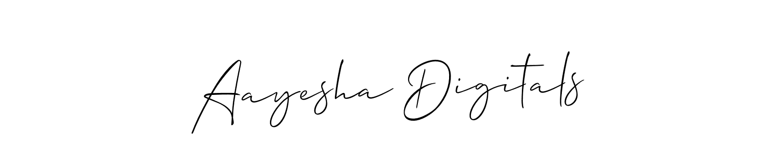 The best way (Allison_Script) to make a short signature is to pick only two or three words in your name. The name Aayesha Digitals include a total of six letters. For converting this name. Aayesha Digitals signature style 2 images and pictures png