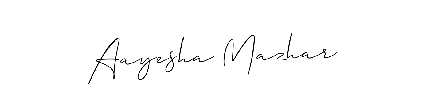 How to make Aayesha Mazhar name signature. Use Allison_Script style for creating short signs online. This is the latest handwritten sign. Aayesha Mazhar signature style 2 images and pictures png