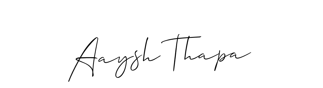 Make a short Aaysh Thapa signature style. Manage your documents anywhere anytime using Allison_Script. Create and add eSignatures, submit forms, share and send files easily. Aaysh Thapa signature style 2 images and pictures png