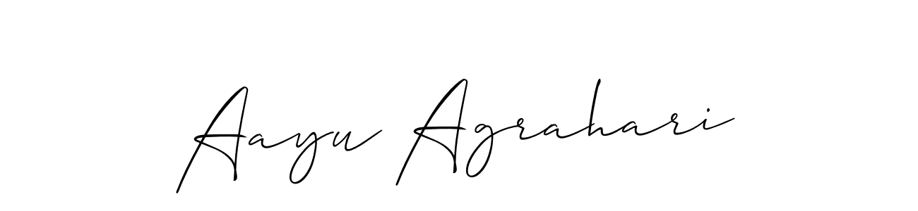 How to make Aayu Agrahari signature? Allison_Script is a professional autograph style. Create handwritten signature for Aayu Agrahari name. Aayu Agrahari signature style 2 images and pictures png