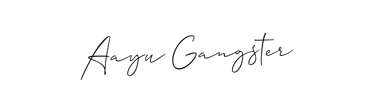 Create a beautiful signature design for name Aayu Gangster. With this signature (Allison_Script) fonts, you can make a handwritten signature for free. Aayu Gangster signature style 2 images and pictures png
