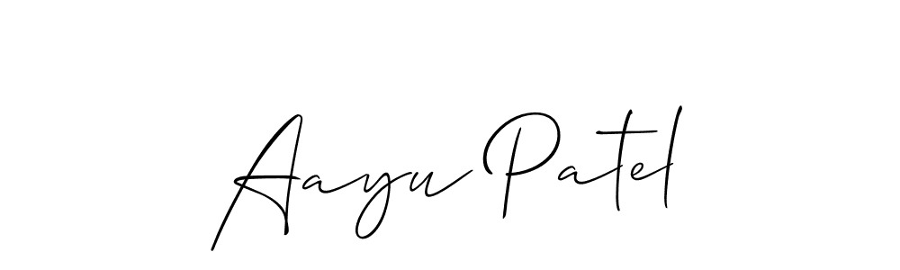 Allison_Script is a professional signature style that is perfect for those who want to add a touch of class to their signature. It is also a great choice for those who want to make their signature more unique. Get Aayu Patel name to fancy signature for free. Aayu Patel signature style 2 images and pictures png