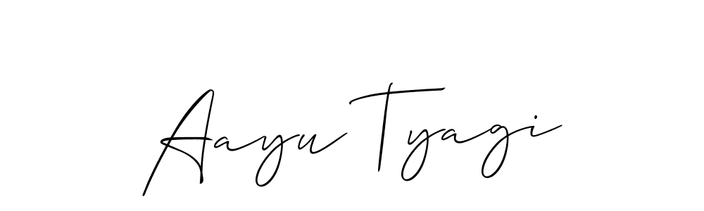 Make a short Aayu Tyagi signature style. Manage your documents anywhere anytime using Allison_Script. Create and add eSignatures, submit forms, share and send files easily. Aayu Tyagi signature style 2 images and pictures png