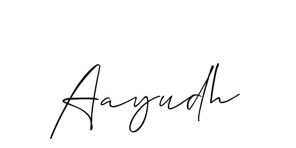 Use a signature maker to create a handwritten signature online. With this signature software, you can design (Allison_Script) your own signature for name Aayudh. Aayudh signature style 2 images and pictures png